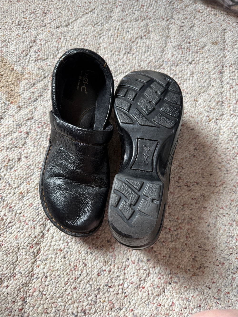 boc Women's Black Leather Slip-On Clogs